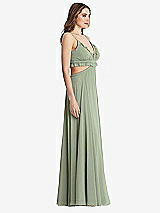 Side View Thumbnail - Sage Ruffled Chiffon Cutout Maxi Dress - Jessie