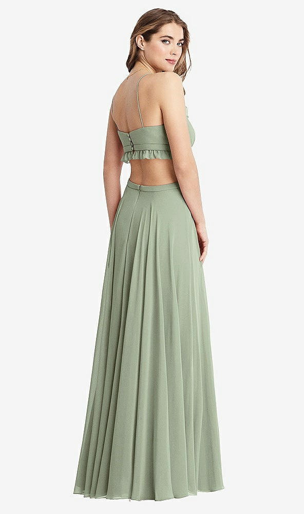 Back View - Sage Ruffled Chiffon Cutout Maxi Dress - Jessie