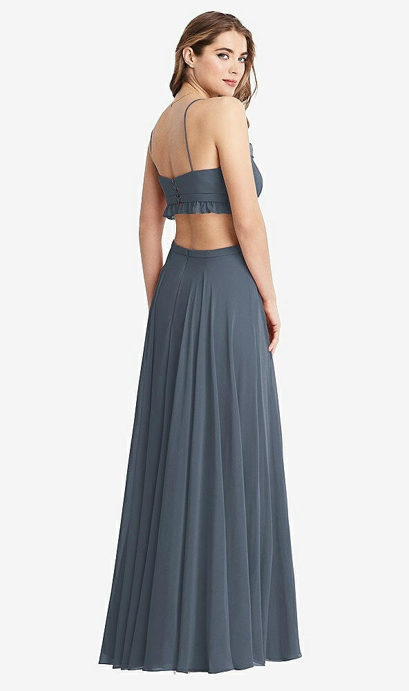 Back View - Silverstone Ruffled Chiffon Cutout Maxi Dress - Jessie