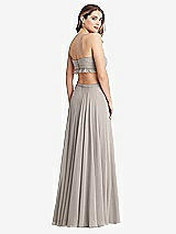 Rear View Thumbnail - Taupe Ruffled Chiffon Cutout Maxi Dress - Jessie