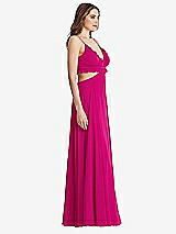 Side View Thumbnail - Think Pink Ruffled Chiffon Cutout Maxi Dress - Jessie