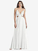 Front View Thumbnail - White Ruffled Chiffon Cutout Maxi Dress - Jessie