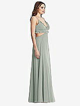 Side View Thumbnail - Willow Green Ruffled Chiffon Cutout Maxi Dress - Jessie