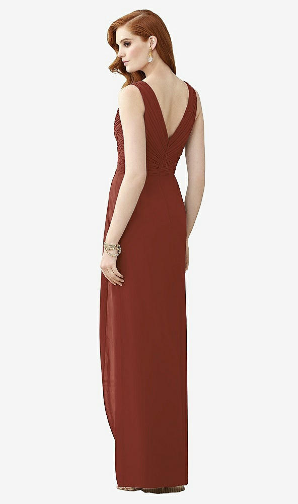 Back View - Auburn Moon Sleeveless Draped Faux Wrap Maxi Dress - Dahlia