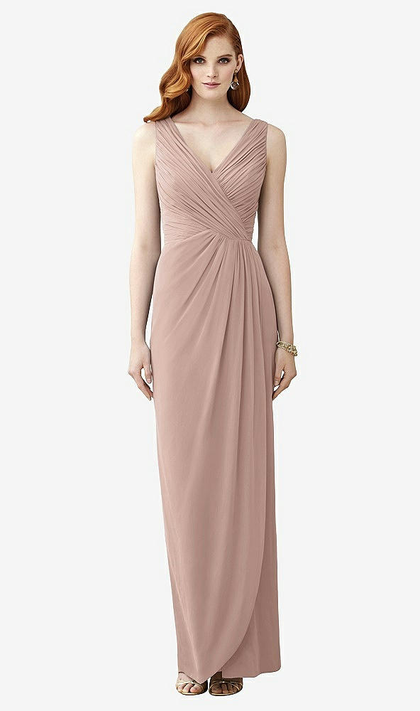 Front View - Neu Nude Sleeveless Draped Faux Wrap Maxi Dress - Dahlia