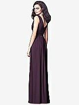 Rear View Thumbnail - Aubergine Draped V-Neck Shirred Chiffon Maxi Dress