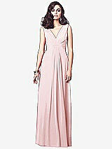 Front View Thumbnail - Ballet Pink Draped V-Neck Shirred Chiffon Maxi Dress