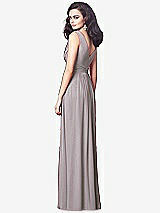 Rear View Thumbnail - Cashmere Gray Draped V-Neck Shirred Chiffon Maxi Dress