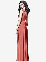 Rear View Thumbnail - Coral Pink Draped V-Neck Shirred Chiffon Maxi Dress