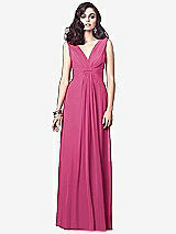 Front View Thumbnail - Tea Rose Draped V-Neck Shirred Chiffon Maxi Dress