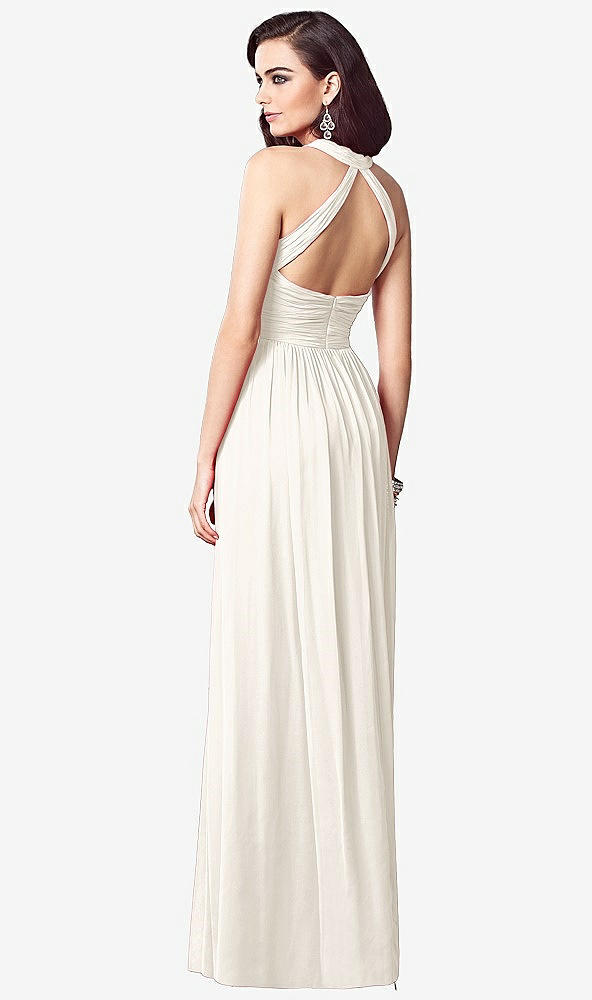 Back View - Ivory Ruched Halter Open-Back Maxi Dress - Jada