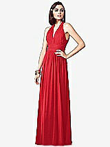 Front View Thumbnail - Parisian Red Ruched Halter Open-Back Maxi Dress - Jada