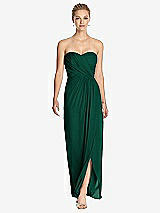 Front View Thumbnail - Hunter Green Strapless Draped Chiffon Maxi Dress - Lila