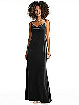 Alt View 1 Thumbnail - Black Cowl-Neck Convertible Velvet Maxi Slip Dress - Sloan