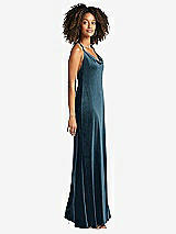 Side View Thumbnail - Dutch Blue Cowl-Neck Convertible Velvet Maxi Slip Dress - Sloan