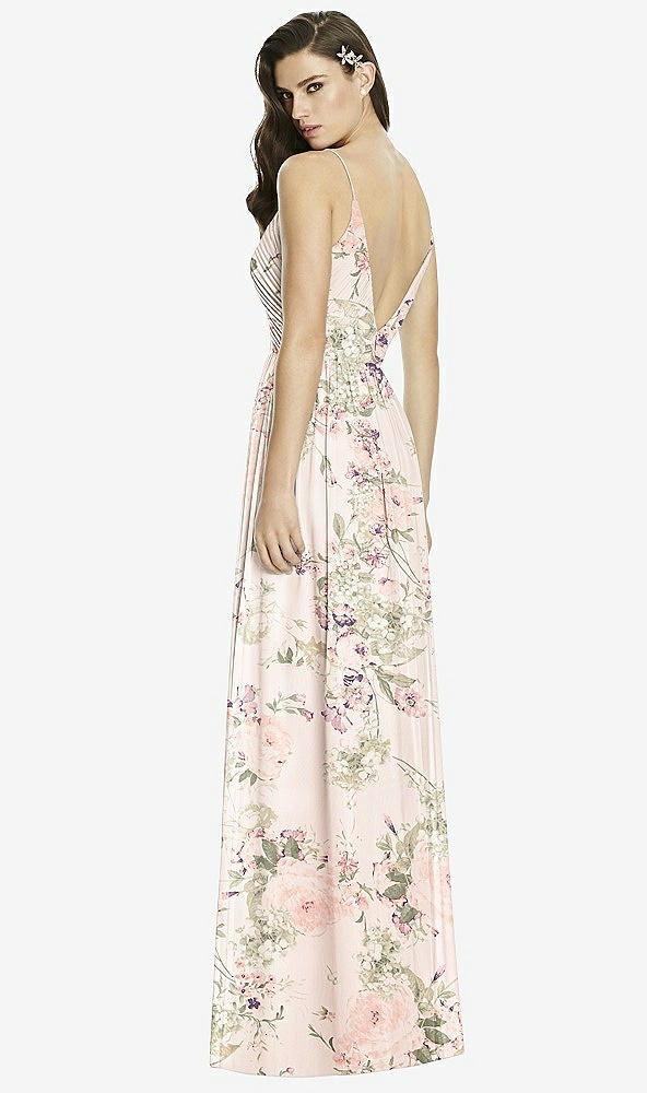 Back View - Blush Garden Deep V-Back Shirred Maxi Dress - Ensley