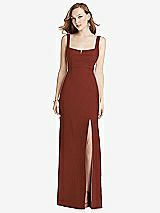 Front View Thumbnail - Auburn Moon Wide Strap Notch Empire Waist Dress with Front Slit