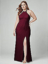 Alt View 1 Thumbnail - Cabernet High-Neck Halter Dress with Twist Criss Cross Back 