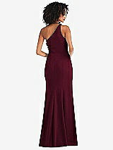 Rear View Thumbnail - Cabernet One-Shoulder Draped Cowl-Neck Maxi Dress