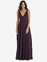 Alt View 3 Thumbnail - Aubergine Deep V-Neck Chiffon Maxi Dress