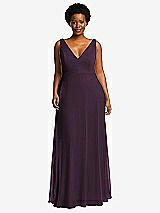 Front View Thumbnail - Aubergine Deep V-Neck Chiffon Maxi Dress