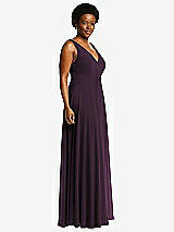 Side View Thumbnail - Aubergine Deep V-Neck Chiffon Maxi Dress