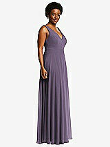 Side View Thumbnail - Lavender Deep V-Neck Chiffon Maxi Dress