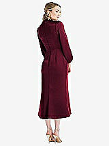 Rear View Thumbnail - Cabernet High Collar Puff Sleeve Midi Dress - Bronwyn