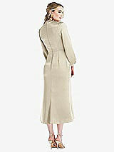 Rear View Thumbnail - Champagne High Collar Puff Sleeve Midi Dress - Bronwyn