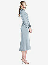 Side View Thumbnail - Mist High Collar Puff Sleeve Midi Dress - Bronwyn