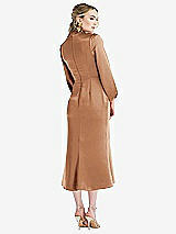 Rear View Thumbnail - Toffee High Collar Puff Sleeve Midi Dress - Bronwyn