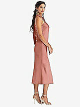 Side View Thumbnail - Desert Rose Draped Twist Halter Tie-Back Midi Dress - Paloma