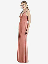 Side View Thumbnail - Desert Rose Twist Strap Maxi Slip Dress with Front Slit - Neve