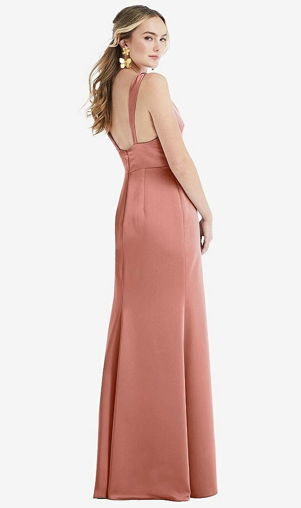 Back View - Desert Rose Twist Strap Maxi Slip Dress with Front Slit - Neve