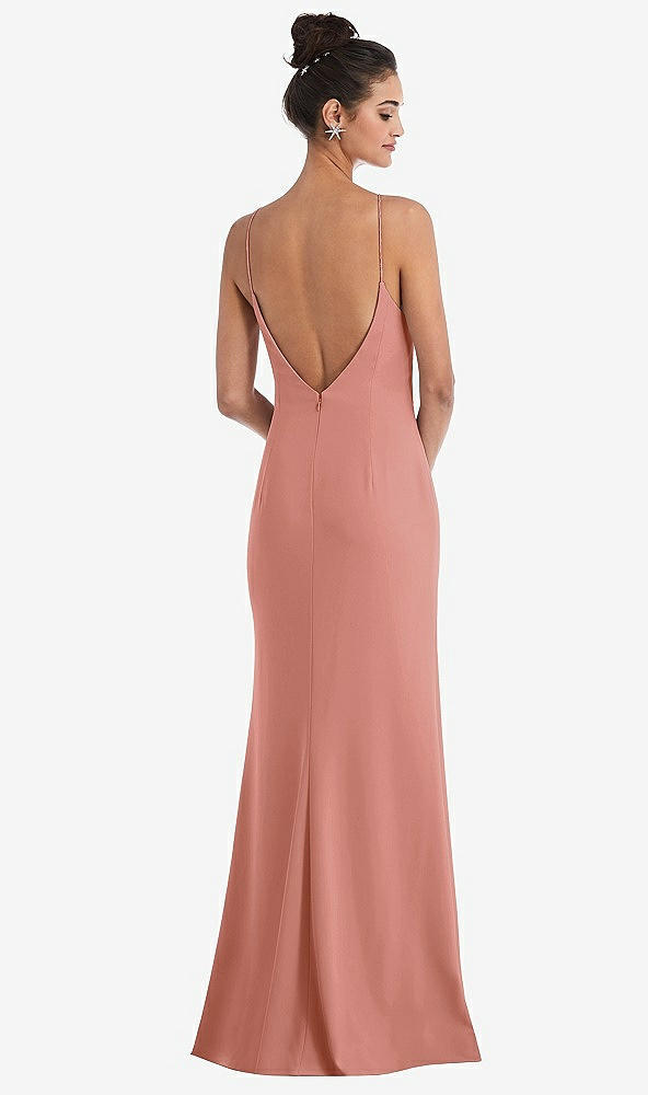 Back View - Desert Rose Open-Back High-Neck Halter Trumpet Gown