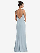 Rear View Thumbnail - Mist Open-Back High-Neck Halter Trumpet Gown