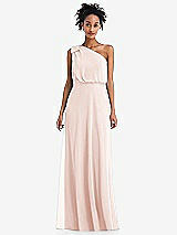 Front View Thumbnail - Blush One-Shoulder Bow Blouson Bodice Maxi Dress