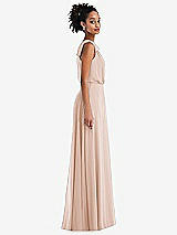 Side View Thumbnail - Cameo One-Shoulder Bow Blouson Bodice Maxi Dress