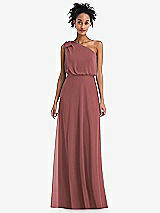 Front View Thumbnail - English Rose One-Shoulder Bow Blouson Bodice Maxi Dress