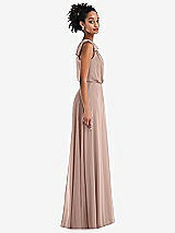 Side View Thumbnail - Neu Nude One-Shoulder Bow Blouson Bodice Maxi Dress