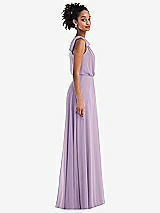 Side View Thumbnail - Pale Purple One-Shoulder Bow Blouson Bodice Maxi Dress