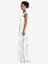 Side View Thumbnail - Bleu Garden Ruffle-Trimmed V-Back Chiffon Maxi Dress