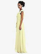 Side View Thumbnail - Butter Yellow Ruffle-Trimmed V-Back Chiffon Maxi Dress