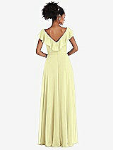 Rear View Thumbnail - Butter Yellow Ruffle-Trimmed V-Back Chiffon Maxi Dress