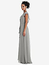 Side View Thumbnail - Chelsea Gray Ruffle-Trimmed V-Back Chiffon Maxi Dress