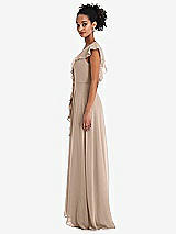 Side View Thumbnail - Topaz Ruffle-Trimmed V-Back Chiffon Maxi Dress