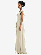 Side View Thumbnail - Champagne Ruffle-Trimmed V-Back Chiffon Maxi Dress