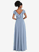 Rear View Thumbnail - Cloudy Ruffle-Trimmed V-Back Chiffon Maxi Dress