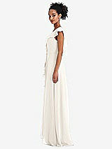 Side View Thumbnail - Ivory Ruffle-Trimmed V-Back Chiffon Maxi Dress