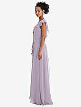 Side View Thumbnail - Lilac Haze Ruffle-Trimmed V-Back Chiffon Maxi Dress